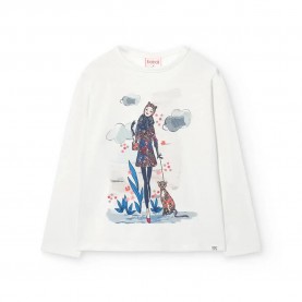 Тениска Boboli Stretch Knit long sleeve T-shirt - White (Off White) тениска,мъжки,тениски,дамски,тениски,boboli,stretch,knit,long,sleeve,t,shirt,white,(off,white)