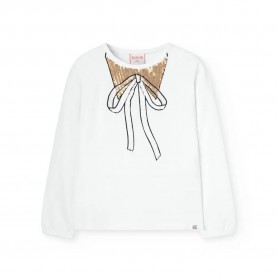 Тениска Boboli Stretch Knit long sleeve T-shirt - White (White) тениска,мъжки,тениски,дамски,тениски,boboli,stretch,knit,long,sleeve,t,shirt,white,(white)