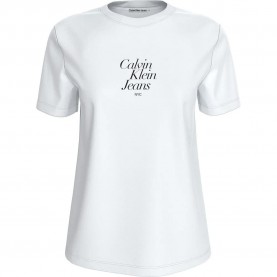 Тениска Calvin klein jeans Font Graphic short sleeve T-shirt - White (Bright White) тениска,дамски,тениски,calvin,klein,jeans,font,graphic,short,sleeve,t,shirt,white,(bright,white)