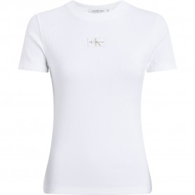 бебешка,тениска,дамски,тениски,calvin,klein,jeans,label,rib,baby,short,sleeve,t,shirt,white