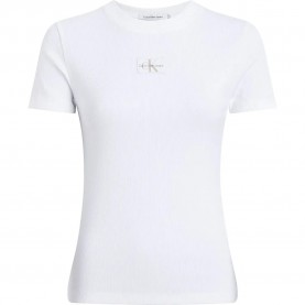 Бебешка тениска Calvin klein jeans Label Rib Baby short sleeve T-shirt - White (Bright White) бебешка,тениска,дамски,тениски,calvin,klein,jeans,label,rib,baby,short,sleeve,t,shirt,white,(bright,white)