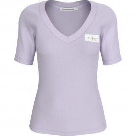 тениска,дамски,тениски,calvin,klein,jeans,label,rib,short,sleeve,t,shirt,purple,(pastel,lilac)