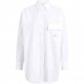 риза,с,дълъг,ръкав,дамски,блузи,дамски,ризи,calvin,klein,jeans,long,utility,long,sleeve,shirt,white