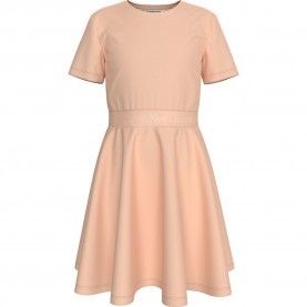 дънки,детски,поли,и,рокли,calvin,klein,jeans,punto,tape,fit,flare,short,sleeve,short,dress,pink