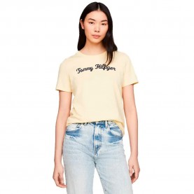 тениска,дамски,тениски,tommy,hilfiger,regular,script,short,sleeve,t,shirt,lemon,zest,(yellow)