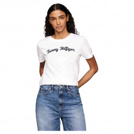 тениска,дамски,тениски,tommy,hilfiger,regular,script,short,sleeve,t,shirt,white