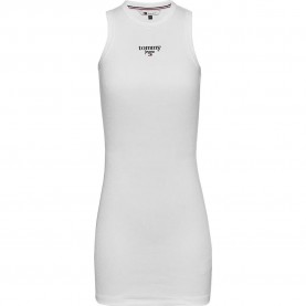 дънки,дамски,поли,и,рокли,tommy,jeans,ess,logo,1,bodycon,sleeveless,short,dress,white,(white)