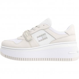 маратонки,дамски,маратонки,tommy,jeans,retro,basket,flatform,velcro,trainers,white