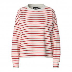 блуза,дамски,блузи,pieces,chilli,sweatshirt,cloud,dancer,stripes,poppy,red,(red,white)