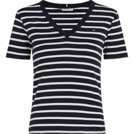тениска,дамски,тениски,tommy,hilfiger,slim,cody,short,sleeve,v,neck,t,shirt,multicolor