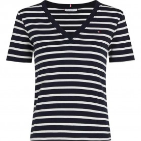 Тениска Tommy hilfiger Slim Cody short sleeve v neck T-shirt - Multicolor (Nos Breton Desert Sky / Ecru) тениска,дамски,тениски,tommy,hilfiger,slim,cody,short,sleeve,v,neck,t,shirt,multicolor,(nos,breton,desert,sky,ecru)