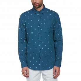 риза,с,дълъг,ръкав,мъжки,ризи,original,penguin,aop,palms,long,sleeve,shirt,blue