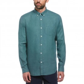 риза,с,дълъг,ръкав,мъжки,ризи,original,penguin,delave,linen,with,pocket,long,sleeve,shirt,sea,pine,(green)