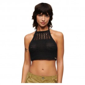 потник,дамски,топове,superdry,crop,halter,crochet,sleeveless,top,black,(black)