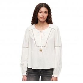 Superdry Ibiza Beach long sleeve blouse - White (Off White) дамски,блузи,superdry,ibiza,beach,long,sleeve,blouse,white,(off,white)
