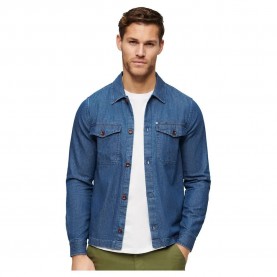 Superdry Merchant Indigo overshirt - Blue (Indigo Herringbone) мъжки,якета,superdry,merchant,indigo,overshirt,blue,(indigo,herringbone)