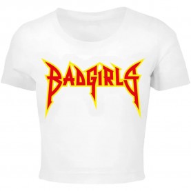 къса,блуза,дамски,топове,miss,tee,badgirls,cropped,short,sleeve,top,white