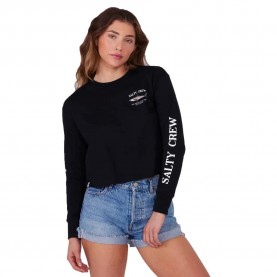 тениска,дамски,тениски,salty,crew,bruce,crop,long,sleeve,t,shirt,black,(black)