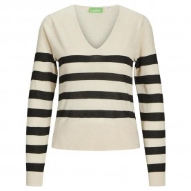 блуза,дамски,пуловери,дамски,плетени,дрехи,jack,&,jones,athena,jjxx,v,neck,sweater,cloud,dancer,stripes,black,(beige)