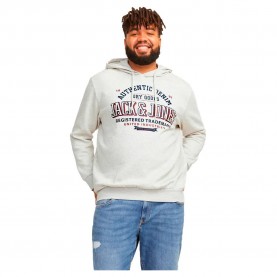 суичър,мъжки,пуловери,jack,&,jones,logo,2,plus,size,hoodie,white,melange,(white)