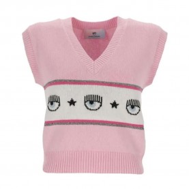 тениска,дамски,тениски,chiara,ferragni,75cbfm07,short,sleeve,v,neck,t,shirt,pink,(fairy,tale)