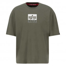 тениска,мъжки,тениски,alpha,industries,satin,logo,t,short,sleeve,t,shirt,dark,olive,(green)