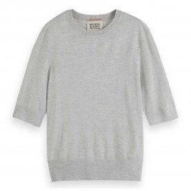 блуза,дамски,пуловери,дамски,плетени,дрехи,scotch,&,soda,177708,short,sleeve,sweater,light,grey,melange,(grey)