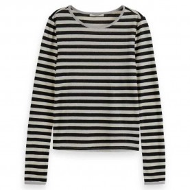 тениска,дамски,тениски,scotch,&,soda,striped,with,lurex,binding,long,sleeve,t,shirt,black