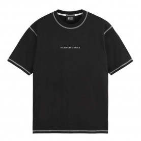 тениска,мъжки,тениски,scotch,&,soda,core,logo,front,short,sleeve,t,shirt,black,(black)