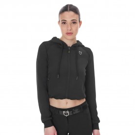 блуза,дамски,блузи,equestro,scuba,cropped,full,zip,sweatshirt,black,(black)