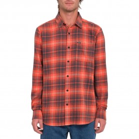 риза,с,дълъг,ръкав,мъжки,ризи,volcom,caden,plaid,long,sleeve,shirt,red,orange,(bright,red)