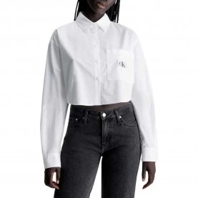 тениска,дамски,тениски,calvin,klein,jeans,label,cropped,long,sleeve,t,shirt,white