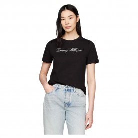 тениска,дамски,тениски,tommy,hilfiger,script,short,sleeve,t,shirt,nos,black,(black)