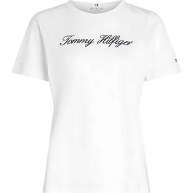 тениска,дамски,тениски,tommy,hilfiger,script,short,sleeve,t,shirt,white