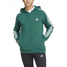 Поларена блуза Adidas Essentials Fleece 3 Stripes full zip sweatshirt - Green (Collegiate Green / White) поларена,блуза,мъжки,пуловери,adidas,essentials,fleece,3,stripes,full,zip,sweatshirt,green,(collegiate,green,white)