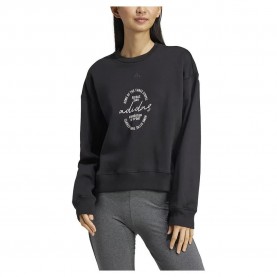 Поларена блуза Adidas Signature Graphic Print Fleece Loose sweatshirt - Black (Black) поларена,блуза,дамски,блузи,adidas,signature,graphic,print,fleece,loose,sweatshirt,black,(black)