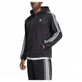 Поларена блуза Adidas Originals Adicolor 3 Stripes Teddy Fleece full zip sweatshirt - Black (Black) поларена,блуза,мъжки,пуловери,adidas,originals,adicolor,3,stripes,teddy,fleece,full,zip,sweatshirt,black,(black)
