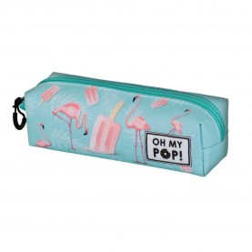 канцеларски,принадлежности,oh,my,pop,ice,flamingo,fan,square,2.2,pencil,case,blue,(turquoise)
