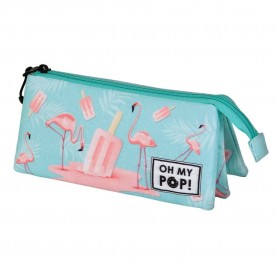 канцеларски,принадлежности,oh,my,pop,ice,flamingo,triple,pencil,case,blue,(turquoise)