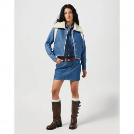 Пола Wrangler 112356435 short skirt - Blue (Original Rinse) пола,дамски,поли,и,рокли,wrangler,112356435,short,skirt,blue,(original,rinse)