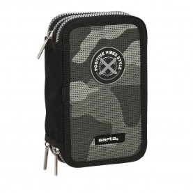 канцеларски,принадлежности,safta,stone,triple,filled,pencil,case,36,units,black,grey,(multicolor)
