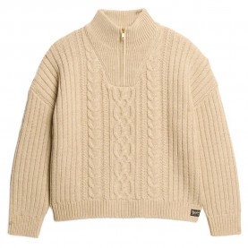 блуза,дамски,пуловери,дамски,плетени,дрехи,superdry,cable,half,zip,sweater,beige