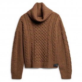 блуза,дамски,пуловери,дамски,плетени,дрехи,superdry,cable,high,neck,sweater,island,caramel,twist,(brown)