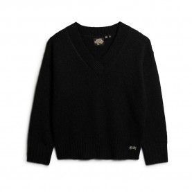 блуза,дамски,пуловери,дамски,плетени,дрехи,superdry,essential,v,neck,sweater,black,(black)