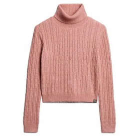 блуза,дамски,пуловери,дамски,плетени,дрехи,superdry,fitted,cable,high,neck,sweater,pink