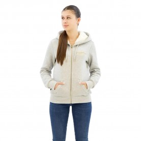 Блуза Superdry Luxe Metallic Logo full zip sweatshirt - White (Pumice Stone Beige Marl) блуза,дамски,блузи,superdry,luxe,metallic,logo,full,zip,sweatshirt,white,(pumice,stone,beige,marl)