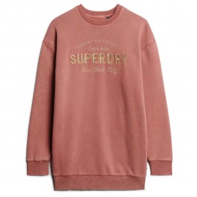 рокля,дамски,поли,и,рокли,superdry,luxe,metallic,logo,long,sleeve,midi,dress,pink