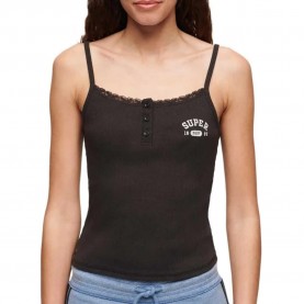 Тениска Superdry Athletic Graphic Button Cami sleeveless T-shirt - Black (Bison Black) тениска,дамски,тениски,superdry,athletic,graphic,button,cami,sleeveless,t,shirt,black,(bison,black)
