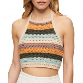 потник,дамски,топове,superdry,crop,halter,crochet,sleeveless,top,multicolor,(satsuma,stripe)