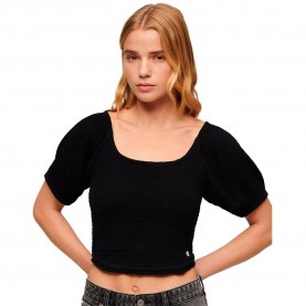 дамски,блузи,дамски,ризи,superdry,smocked,short,sleeve,blouse,black